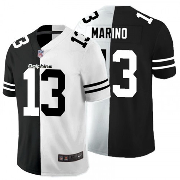 Men's Miami Dolphins #13 Dan Marino Black White Split 2020 Stitched Jersey