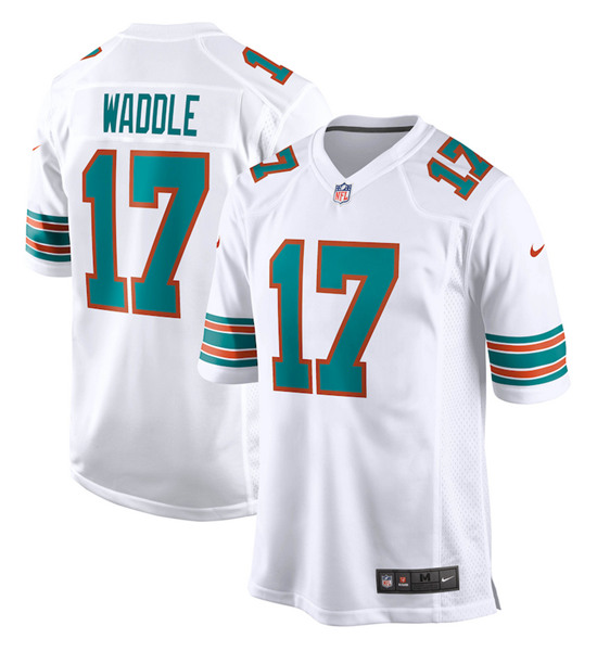 Men's Miami Dolphins #17 Jaylen Waddle White Stitched Jersey