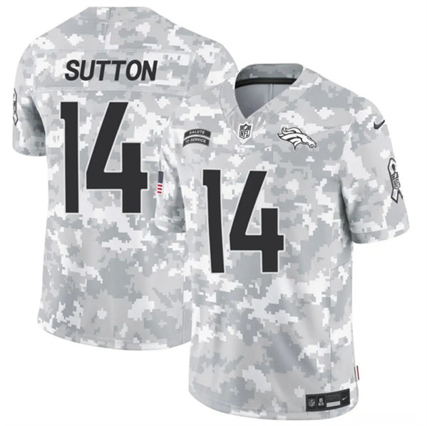 Men's Denver Broncos #14 Courtland Sutton Arctic Camo 2024 F.U.S.E. Salute to Service Limited Football Stitched Jersey