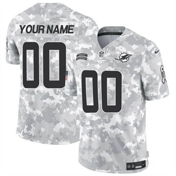 Men's Miami Dolphins Active Player Custom Arctic Camo 2024 F.U.S.E. Salute to Service Limited Football Stitched Jersey