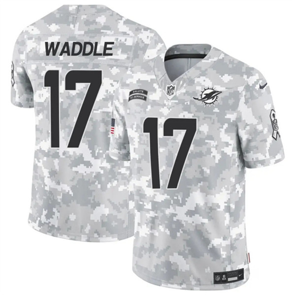 Men's Miami Dolphins #17 Jaylen Waddle Arctic Camo 2024 F.U.S.E. Salute to Service Limited Football Stitched Jersey