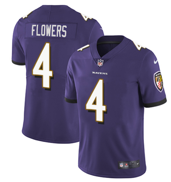 Baltimore Ravens #4 Zay Flowers Purple Vapor Untouchable Football Jersey