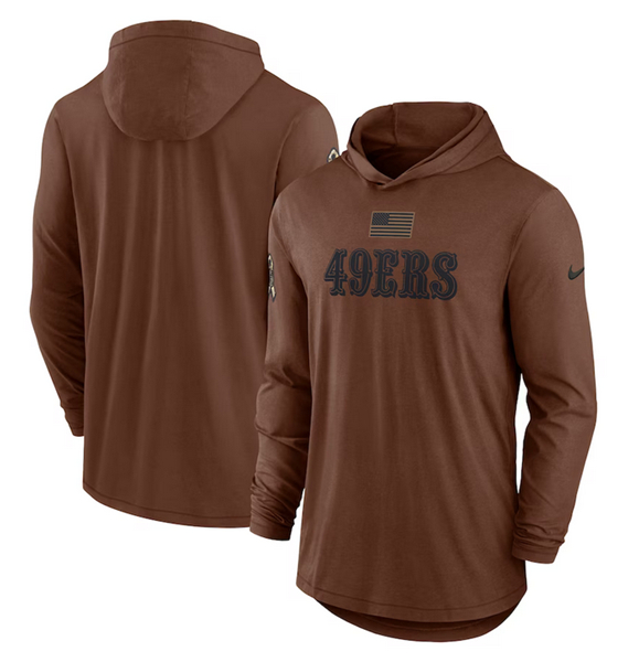 Men's San Francisco 49ers 2023 Brown Salute to Service Lightweight Long Sleeve Hoodie