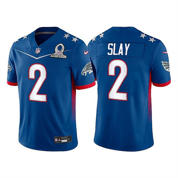 Men's Philadelphia Eagles #2 Darius Slay 2022 Royal Pro Bowl Stitched Jersey