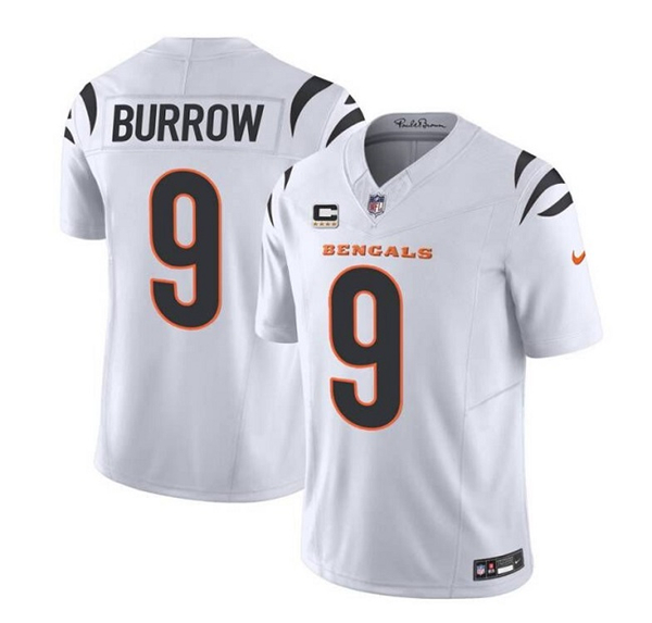 Men's Cincinnati Bengals #9 Joe Burrow White 2023 F.U.S.E. With 4-Star C Patch Vapor Untouchable Limited Football Stitched Jersey