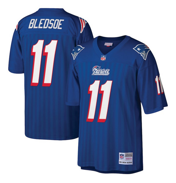 Men's New England Patriots #11 Drew Bledsoe Royal Stitched Jersey