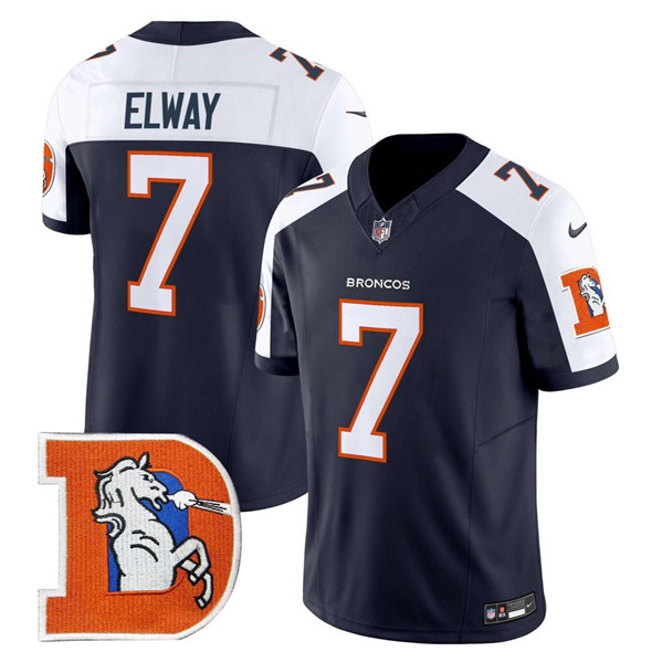 Men's Denver Broncos #7 John Elway Navy 2024 F.U.S.E. V2 Throwback Vapor Limited Alternate Football Stitched Jersey