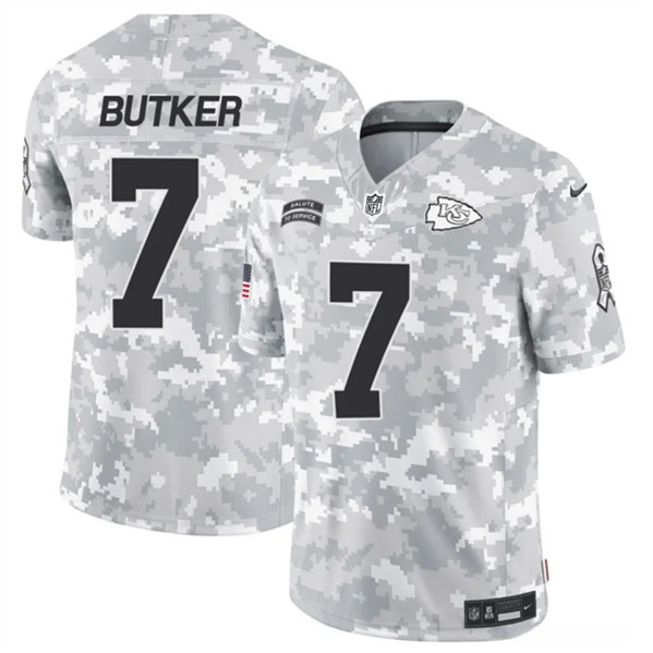 Men's Kansas City Chiefs #7 Harrison Butker Arctic Camo 2024 F.U.S.E. Salute to Service Limited Football Stitched Jersey