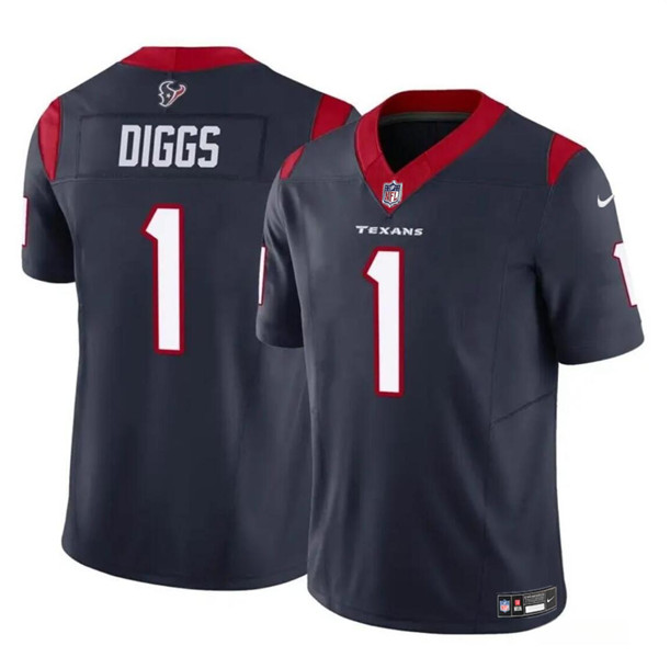 Men's Houston Texans #1 Stefon Diggs Navy 2024 F.U.S.E Vapor Untouchable Limited Football Stitched Jersey - Click Image to Close