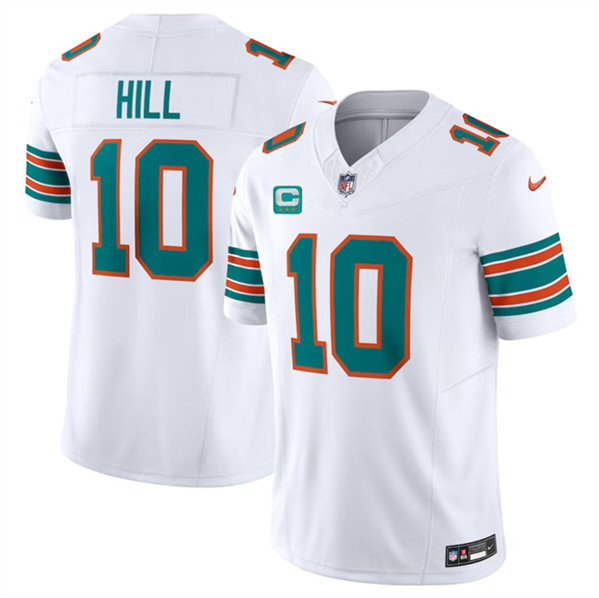 Men's Miami Dolphins #10 Tyreek Hill White 2024 F.U.S.E Alternate With 3-Star C Patch Vapor Limited Football Stitched Jersey