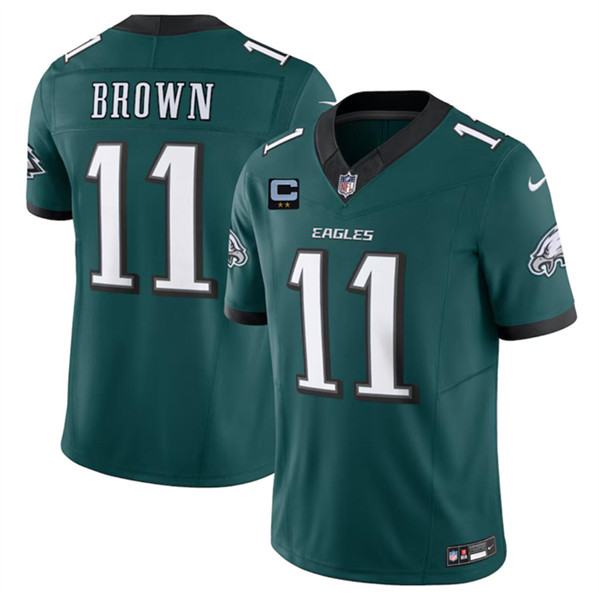 Men's Philadelphia Eagles #11 A. J. Brown Green 2024 F.U.S.E. With 2-Star C Patch Vapor Untouchable Limited Football Stitched Jersey