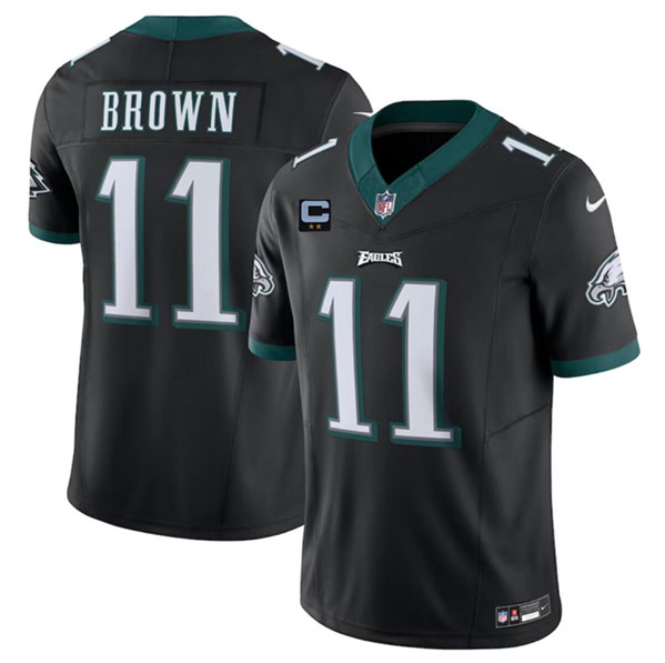 Men's Philadelphia Eagles #11 A. J. Brown Black 2024 F.U.S.E. With 2-Star C Patch Vapor Untouchable Limited Football Stitched Jersey