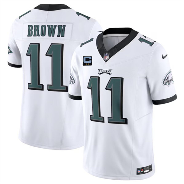 Men's Philadelphia Eagles #11 A. J. Brown White 2024 F.U.S.E. With 2-Star C Patch Vapor Untouchable Limited Football Stitched Jersey