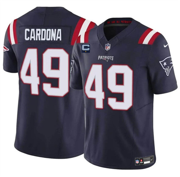 Men's New England Patriots #49 Joe Cardona Navy 2024 F.U.S.E. With 1-Star C Patch Vapor Limited Football Stitched Jersey