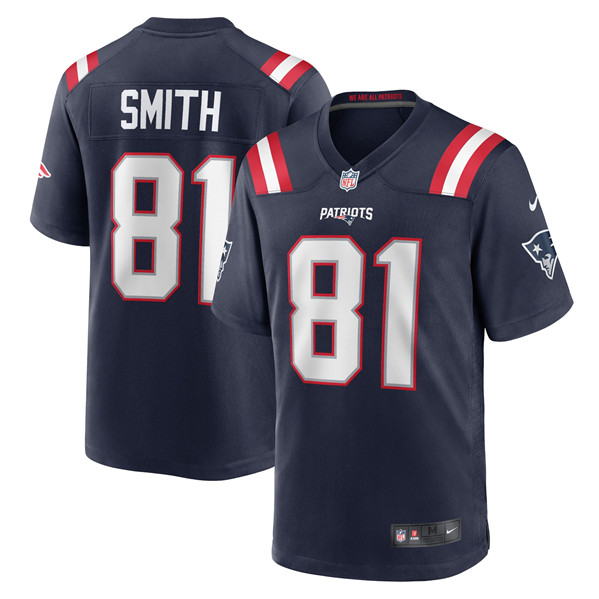 Men's New England Patriots #81 Jonnu Smith Navy Stitched Game Jersey