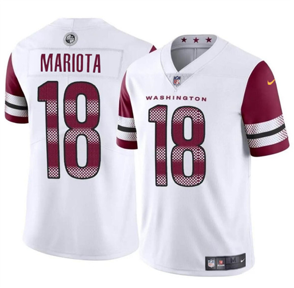 Men's Washington Commanders #18 Marcus Mariota White 2024 Vapor Limited Football Stitched Jersey