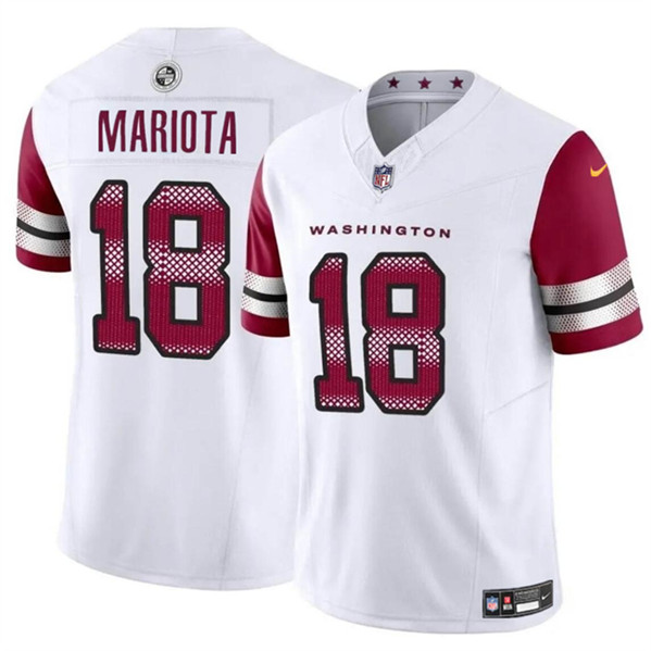 Men's Washington Commanders #18 Marcus Mariota White 2024 F.U.S.E. Vapor Limited Football Stitched Jersey