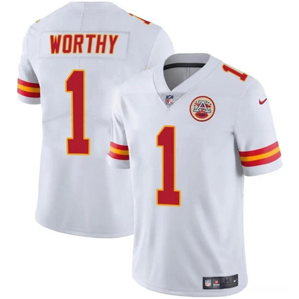 Men??s Kansas City Chiefs #1 Xavier Worthy White Vapor Untouchable Limited Football Stitched Jersey