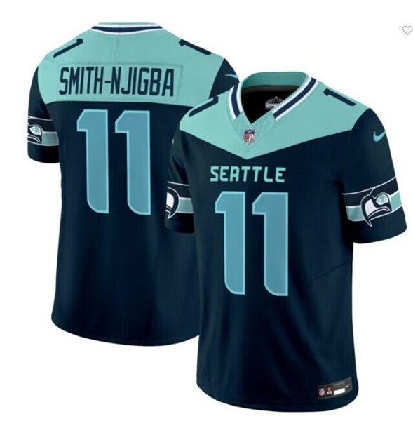 Men's Seattle Seahawks #11 Jaxon Smith-Njigba Navy Blue F.U.S.E. 'Seattle City' Vapor Limited Football Stitched Jersey