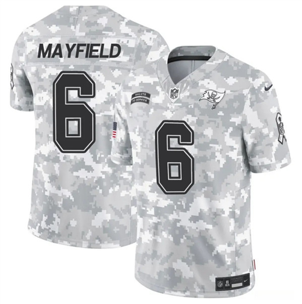 Men's Tampa Bay Buccaneers #6 Baker Mayfield Arctic Camo 2024 F.U.S.E. Salute to Service Limited Football Stitched Jersey