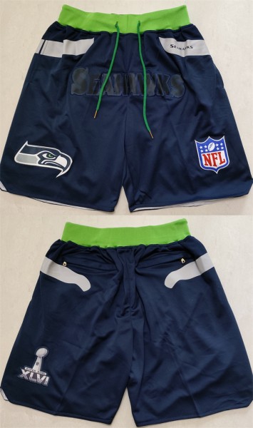 Men's Seattle Seahawks Navy Shorts (Run Small) - Click Image to Close