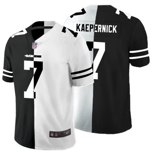 Men's San francisco 49ers #7 Colin Kaepernick Black White Split 2020 Stitched Jersey