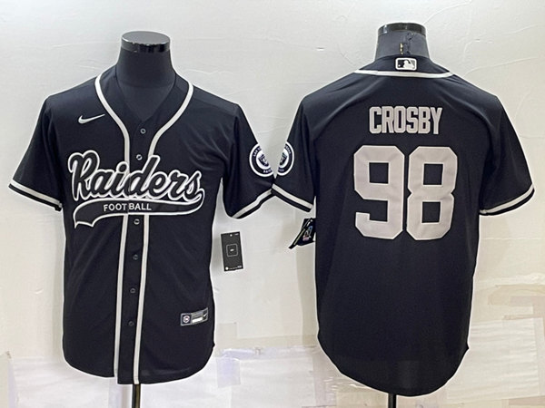 Men's Las Vegas Raiders #98 Maxx Crosby Black Cool Base Stitched Baseball Jersey