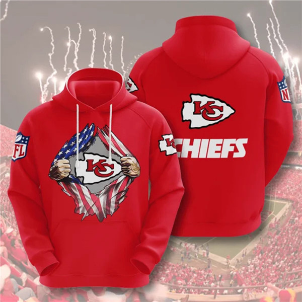 Men's Kansas City Chiefs Red 3D Trending T-Shirt NFL Hoodie