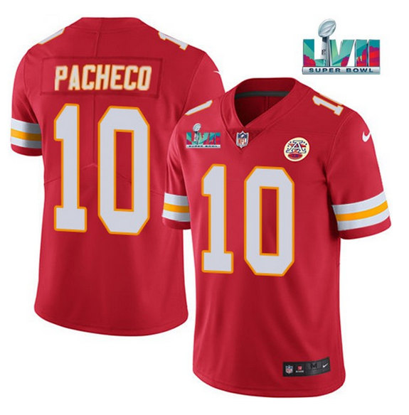 Men??s Kansas City Chiefs #10 Isiah Pacheco Red Super Bowl LVII Patch Vapor Untouchable Limited Stitched Jersey