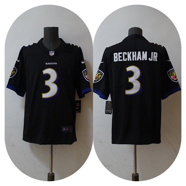 Baltimore Ravens #3 Odell Beckham Jr. Black Vapor Untouchable Football Jersey