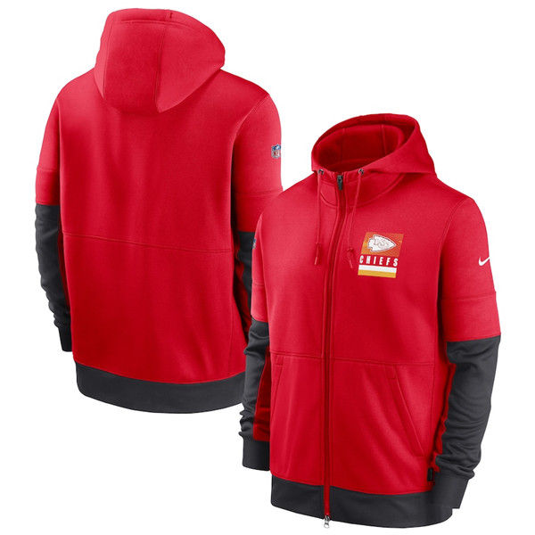 Men's Kansas City Chiefs Red Sideline Impact Lockup Performance Full-Zip NFL Hoodie