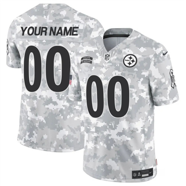 Men's Pittsburgh Steelers Active Player Custom Arctic Camo 2024 F.U.S.E. Salute to Service Limited Football Stitched Jersey