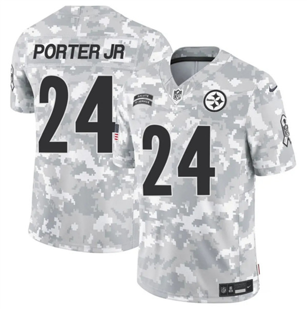 Men's Pittsburgh Steelers #24 Joey Porter Jr. Arctic Camo 2024 F.U.S.E. Salute to Service Limited Football Stitched Jersey