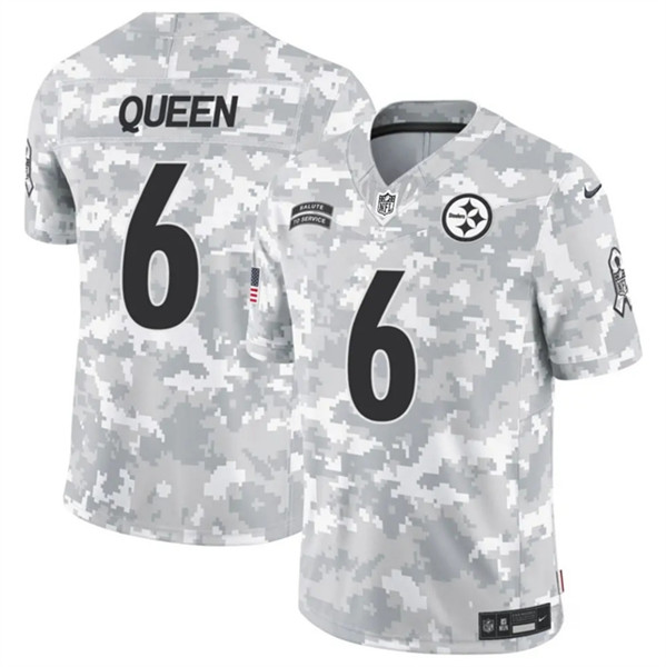 Men's Pittsburgh Steelers #6 Patrick Queen Arctic Camo 2024 F.U.S.E. Salute to Service Limited Football Stitched Jersey