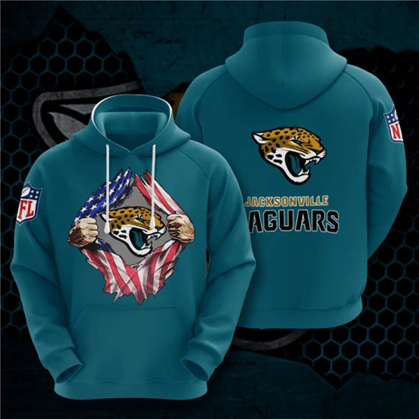 Men's Jacksonville Jaguars Teal 3D Trending T-Shirt NFL Hoodie - Click Image to Close