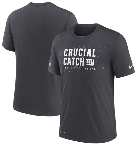 Men's New York Giants Charcoal 2021 Crucial Catch Performance T-Shirt - Click Image to Close