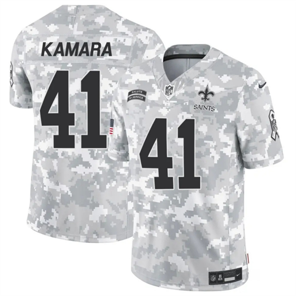 Men's New Orleans Saints #41 Alvin Kamara 2024 F.U.S.E. Arctic Camo Salute to Service Limited Football Stitched Jersey