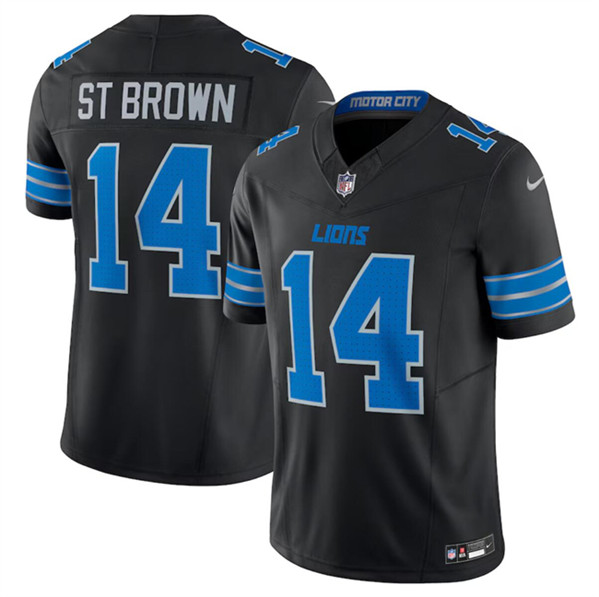 Men's Detroit Lions #14 Amon-Ra St. Brown Black 2024 F.U.S.E. 2nd Alternate Vapor Limited Stitched Jersey - Click Image to Close