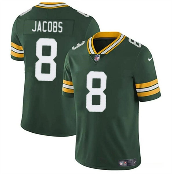 Men's Green Bay Packers #8 Josh Jacobs Green Vapor Limited Football Stitched Jersey - Click Image to Close