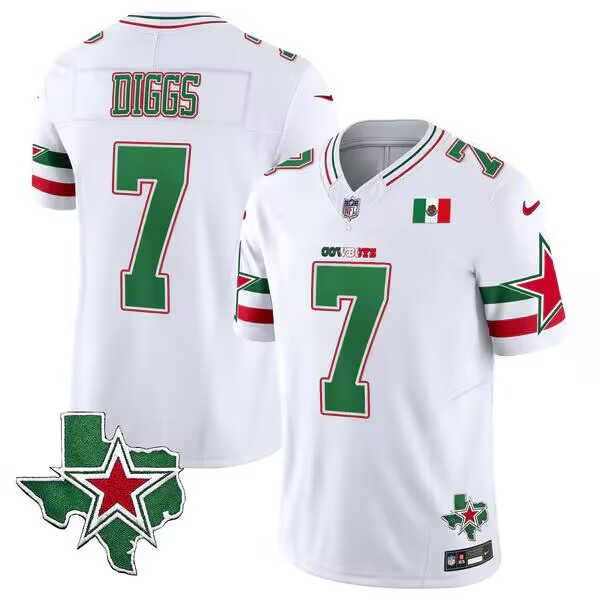 Men's Dallas Cowboys #7 Trevon Diggs White 2024 F.U.S.E. Mexico Vapor Untouchable Limited Stitched Jersey