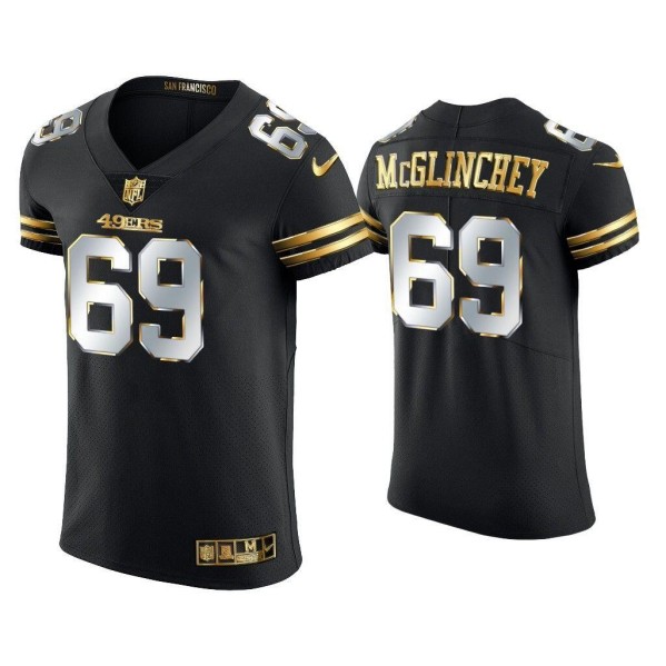 Men's San Francisco 49ers #69 Mike McGlinchey Black Golden Edition Stitched Football Jersey - Click Image to Close