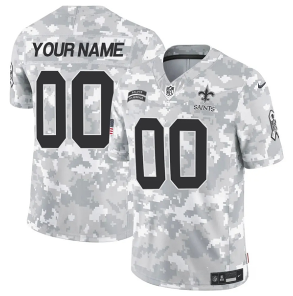 Men's New Orleans Saints Active Player Custom Arctic Camo 2024 F.U.S.E. Salute to Service Limited Football Stitched Jersey