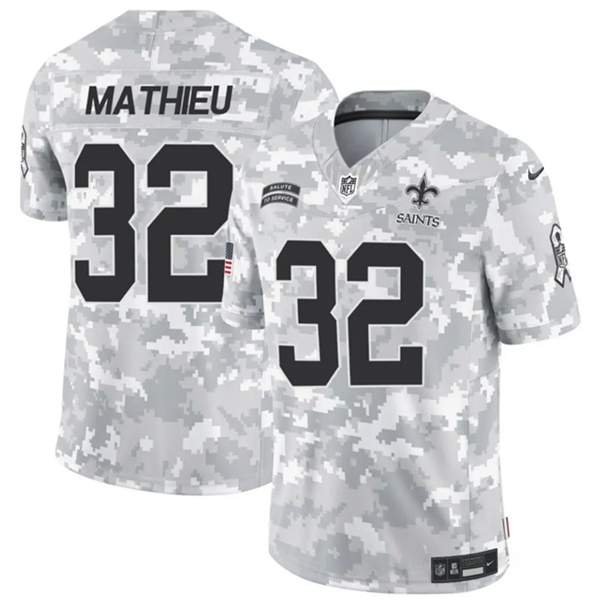 Men's New Orleans Saints #32 Tyrann Mathieu Arctic Camo 2024 F.U.S.E. Salute to Service Limited Football Stitched Jersey