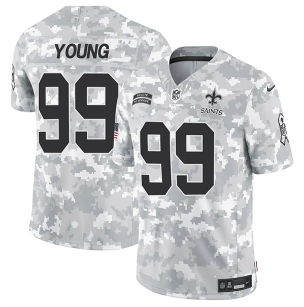 Men's New Orleans Saints #99 Chase Young Arctic Camo 2024 F.U.S.E. Salute to Service Limited Football Stitched Jersey