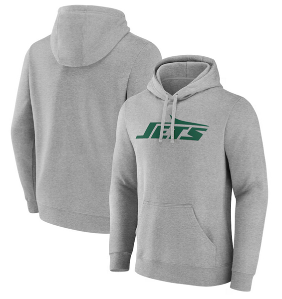 Men's New York Jets Heather Gray Primary Logo Pullover Hoodie