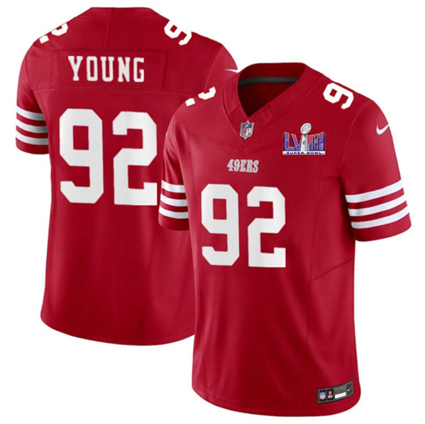 Men's San Francisco 49ers #92 Chase Young Red 2024 F.U.S.E. Super Bowl LVIII Patch Vapor Untouchable Limited Football Stitched Jersey - Click Image to Close