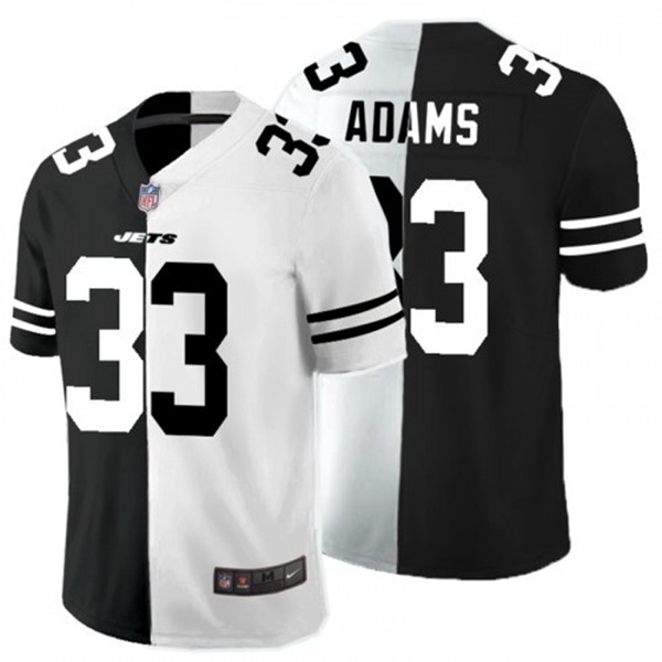 Men's New York Jets #33 Jamal Adams Black White Split 2020 Stitched Jersey