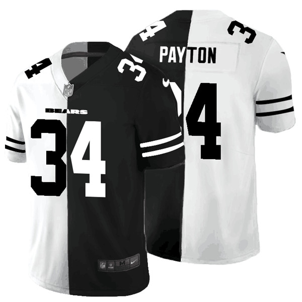 Men's Arizona Cardinals #34 Walter Payton Black White Split 2020 Stitched Jersey