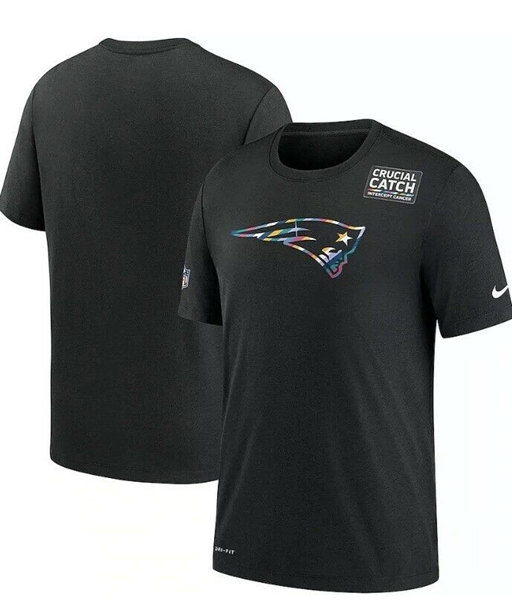 Men's New England Patriots Charcoal Crucial Catch Performance T-Shirt - Click Image to Close