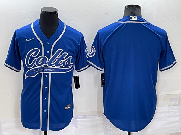 Men's Indianapolis Colts Blank Royal Cool Base Stitched Baseball Jersey